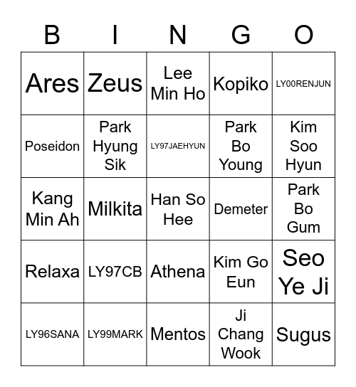 LY97CB Bingo Card