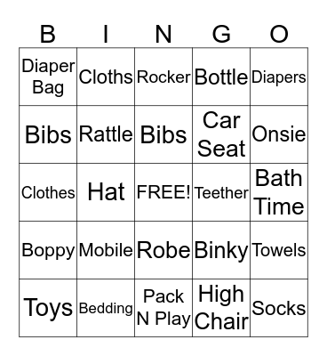 Laura & Jason's Baby Shower Bingo Card