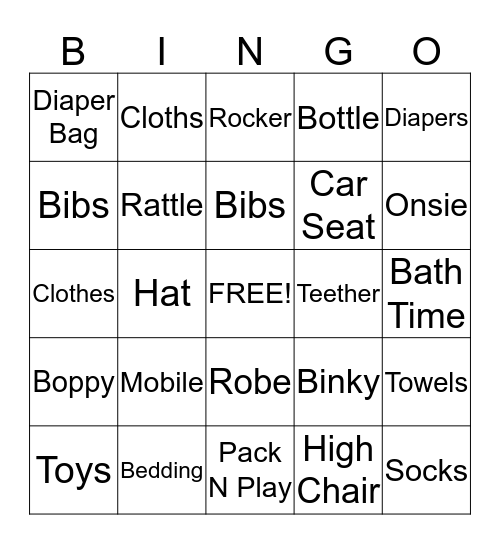 Laura & Jason's Baby Shower Bingo Card