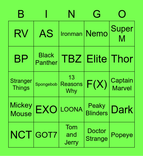 Marky Bingo Card