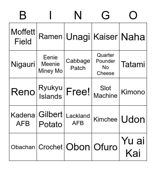 Yoko Flindall Bingo Card