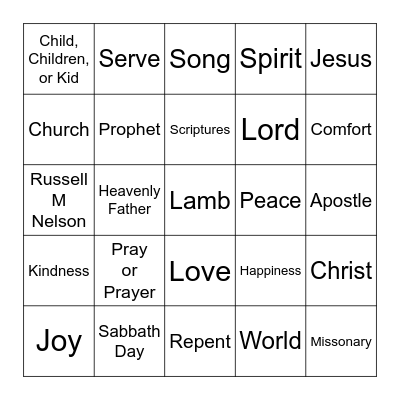 General Conference Fall 2020 Bingo Card