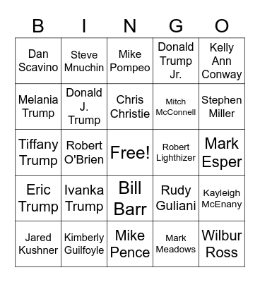 West Wing Covid Bingo Card
