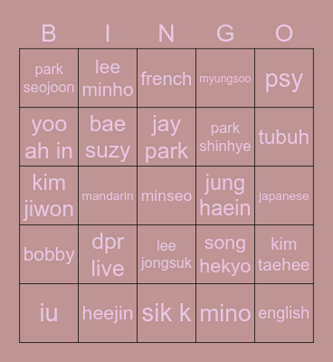 🐬dasom🐬 Bingo Card