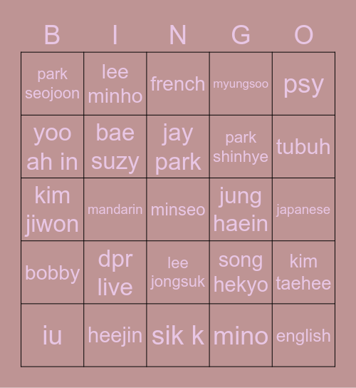 🐬dasom🐬 Bingo Card