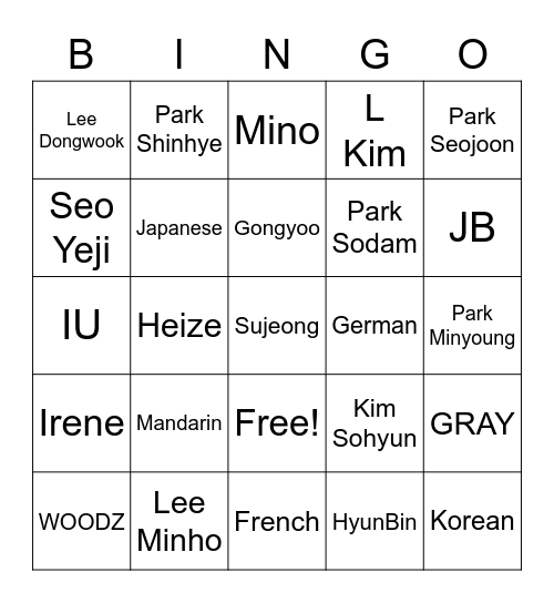 Bigno Bingo Card