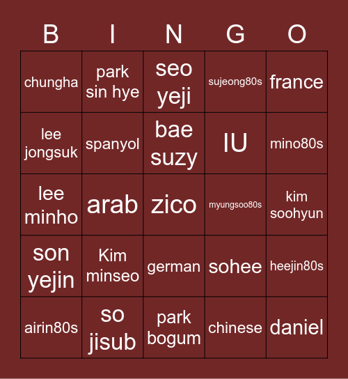HEEJIN Bingo Card