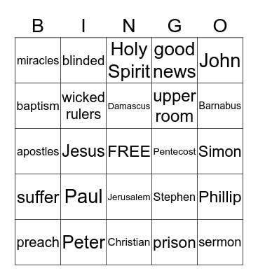 First Days of the Church Bingo Card