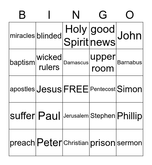 First Days of the Church Bingo Card