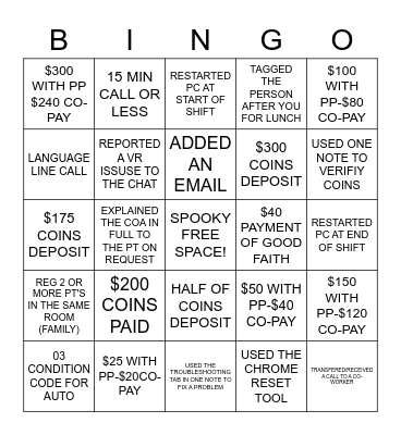 VIRTUAL REGISTRATION HALLOWEEN Bingo Card