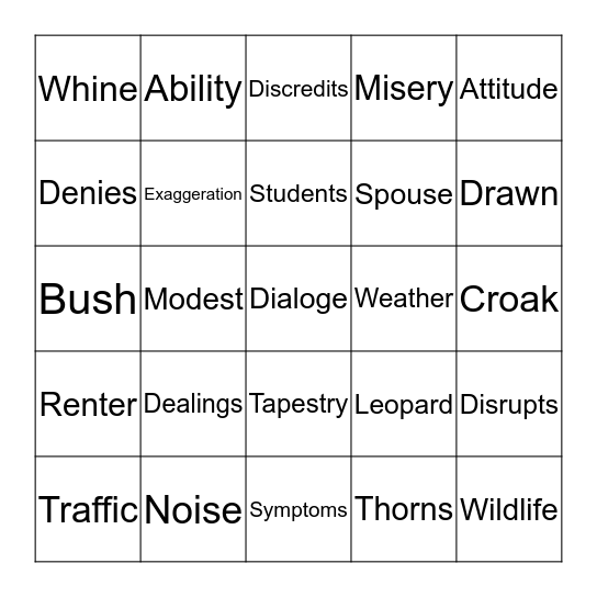 Sermon Bingo 11/16/14 Bingo Card