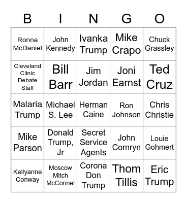 GOP Covid Bingo Card