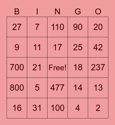 LOS NUMEROS BINGO Card