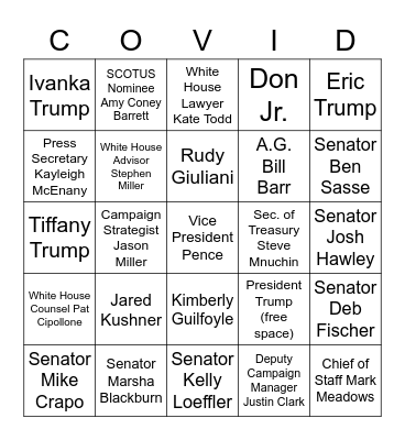 Republican COVID BINGO Card