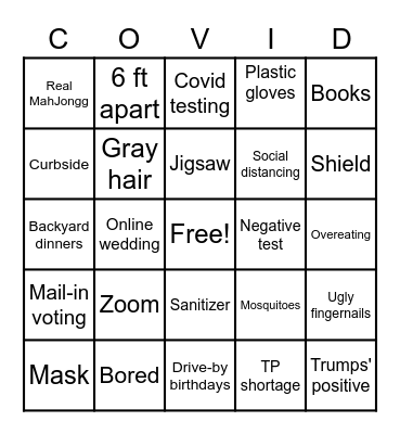 Our Covid Bingo Card