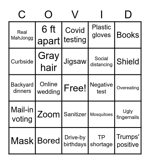 Our Covid Bingo Card