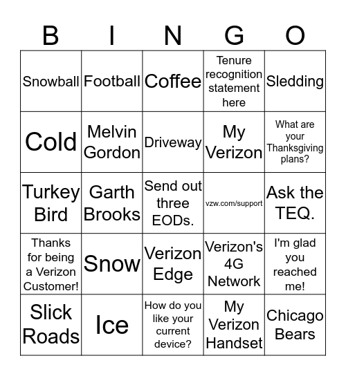 SundayBingo Card