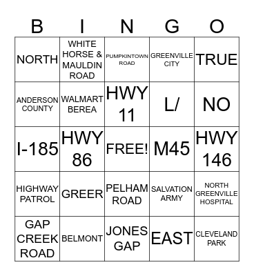 STREET SCHOOL BINGO Card