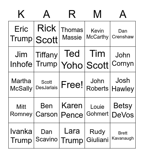 Karma Bingo Card