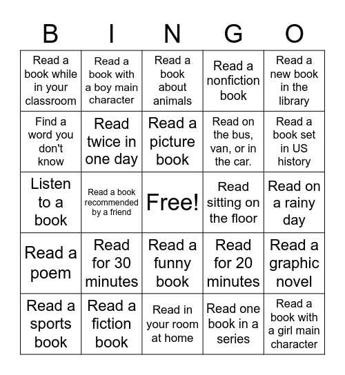 Teen Tober Library Bingo Card