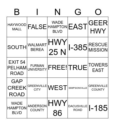STREET SCHOOL BINGO Card