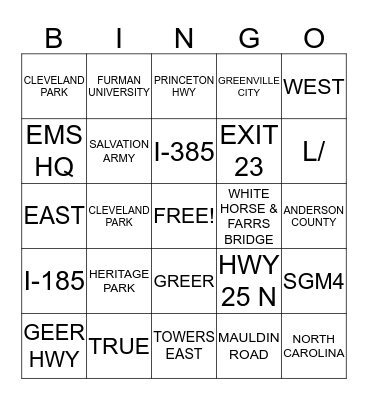 STREET SCHOOL BINGO  Bingo Card
