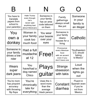 Mexican Bingo Card