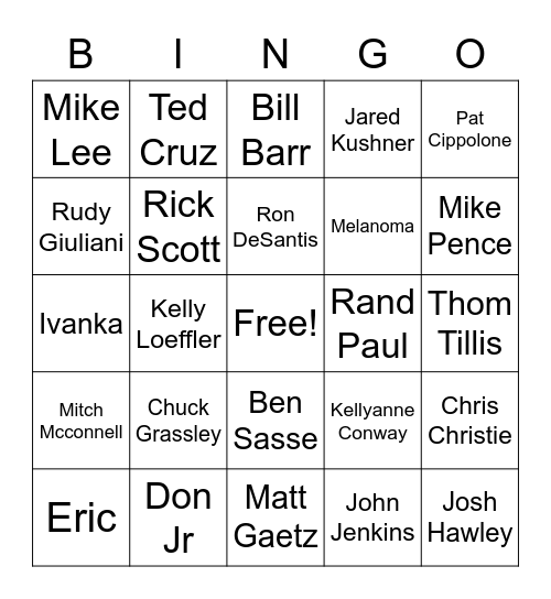 GOP Covid Bingo Card