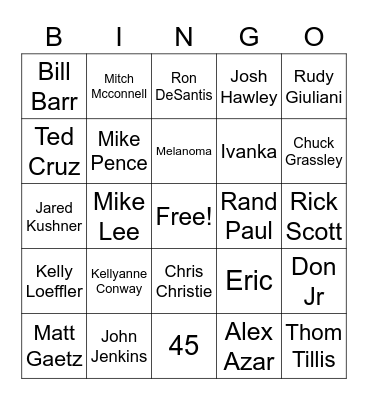 GOP Covid Bingo Card