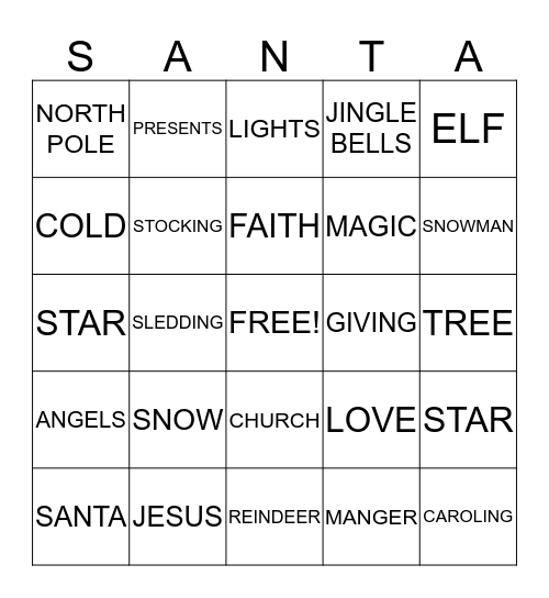 CHRISTMAS Bingo Card