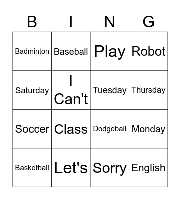 Let's... Bingo Card