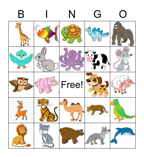 Animal Bingo Ar Bingo Card