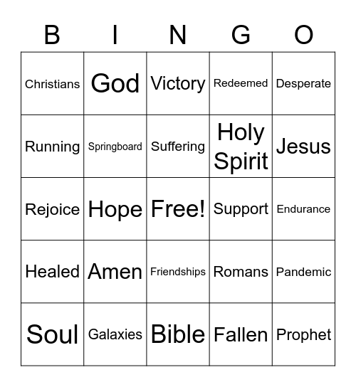 Worship Bingo Card