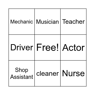 word Bingo Card