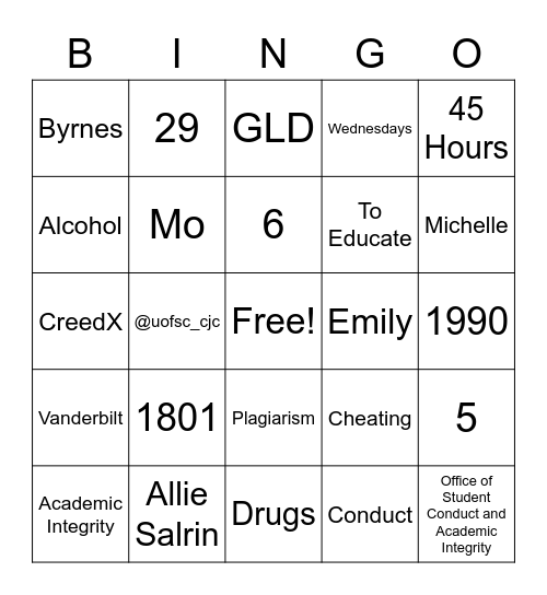 CJC Bingo Card