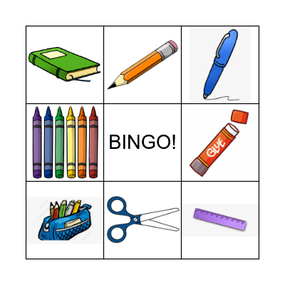 Classroom Items Bingo Card