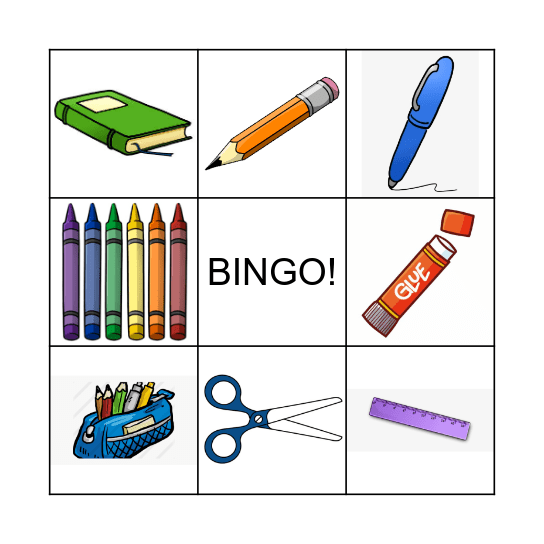 Classroom Items Bingo Card