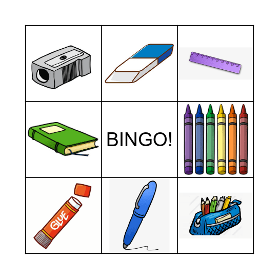 Classroom Items Bingo Card