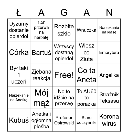 Łagango Bingo Card