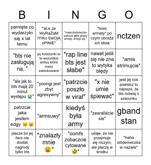 bts/armys anti bingo Card
