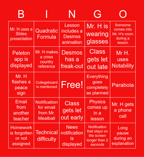 BC Calc Bingo Card