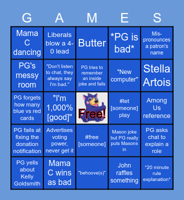 Peih-Gee Plays Stream "BINGO" Bingo Card