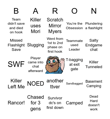 Th3BeardedBaron's DBD Bingo Card