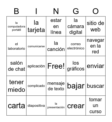 Realidades 1 9b-la tecnología Bingo Card