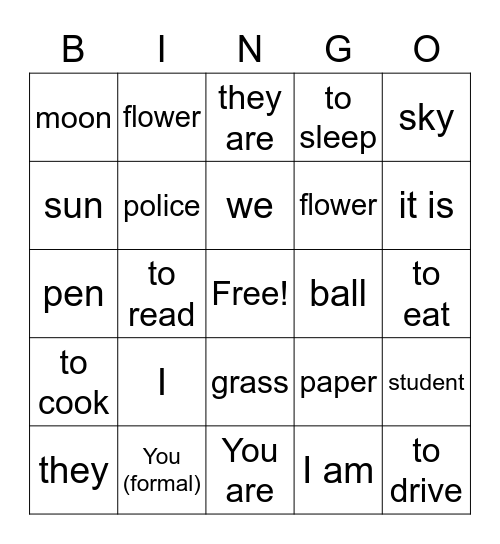 Rosetta Stone Unit 1.1-1.3 Bingo Card