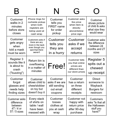 Carter's BINGO - Just for FUN! Bingo Card