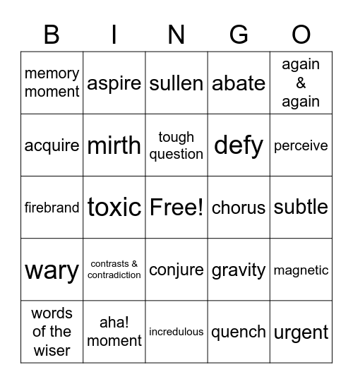 Terms to Know BINGO Card