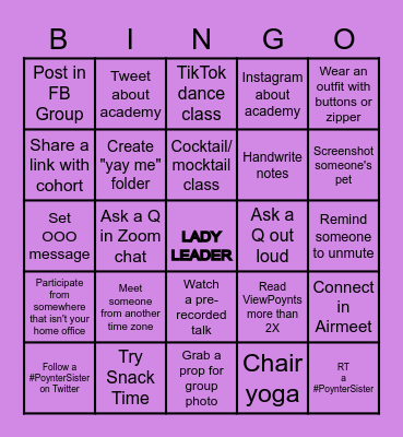 WLA-October 2020 Bingo Card