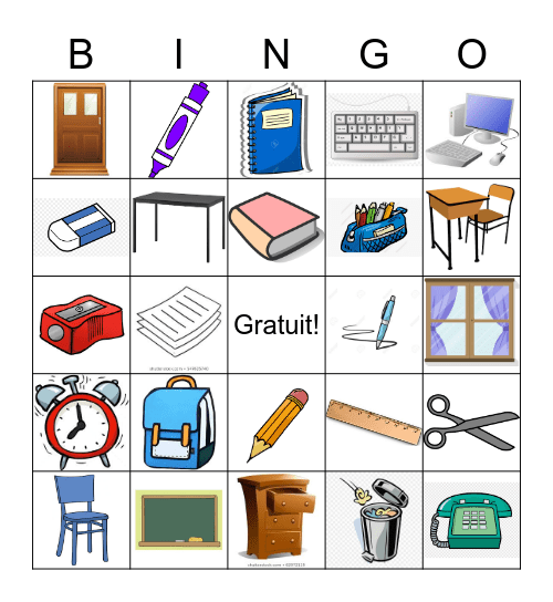 Les objets de classe 2 Bingo Card