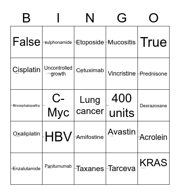 Cancer Therapeutics Bingo Card